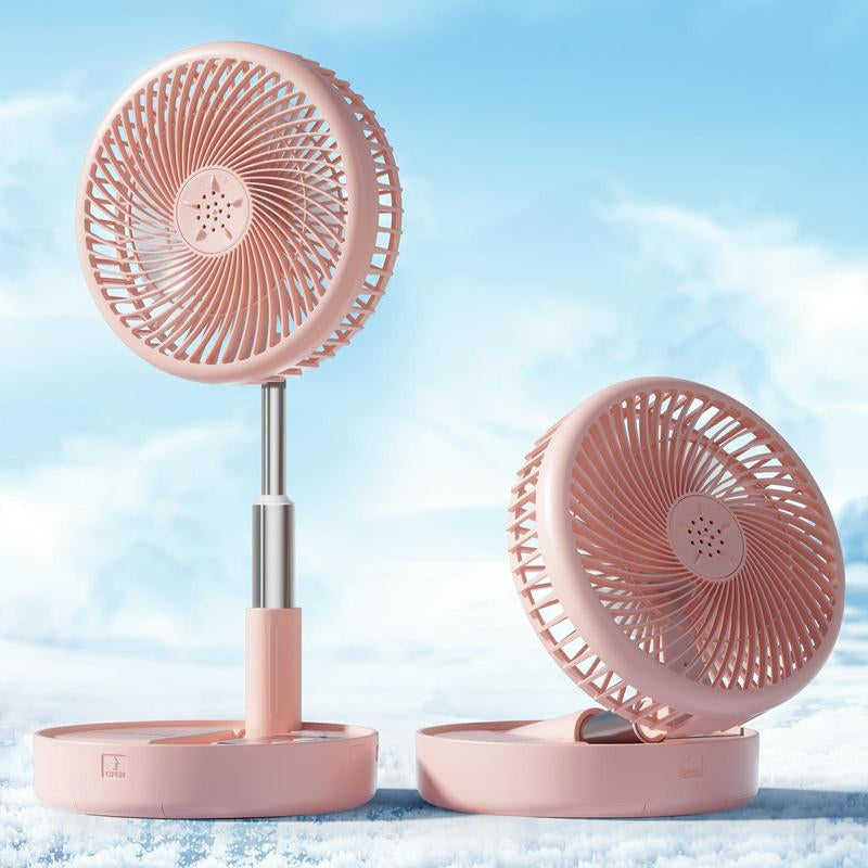 Primevolve Battery Operated Fan, Portable Rechargeable USB Floor Table Desk Fan with Adjustable Height, 4 Speed Settings, White 7.7"