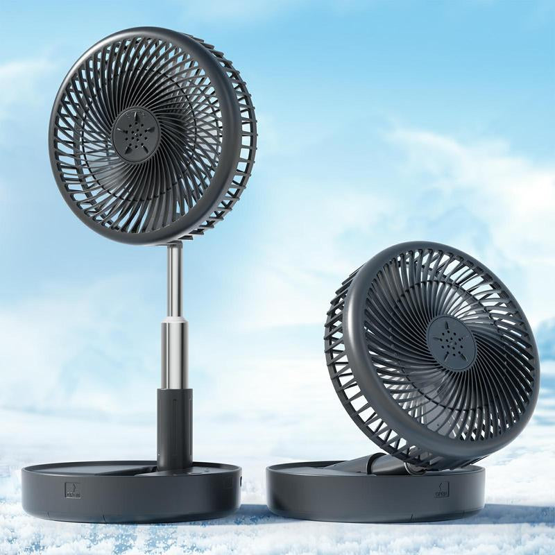 Primevolve Battery Operated Fan, Portable Rechargeable USB Floor Table Desk Fan with Adjustable Height, 4 Speed Settings, White 7.7"