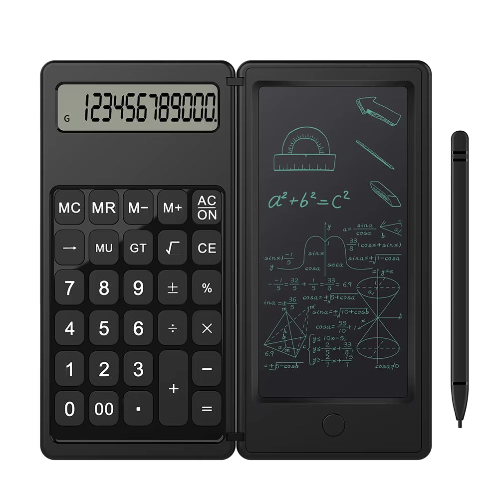 Portable 12 Digit Display 6 Inch Scientific Calculator with Writing Tablet with Stylus Pen Erase Button for Office Students Kids