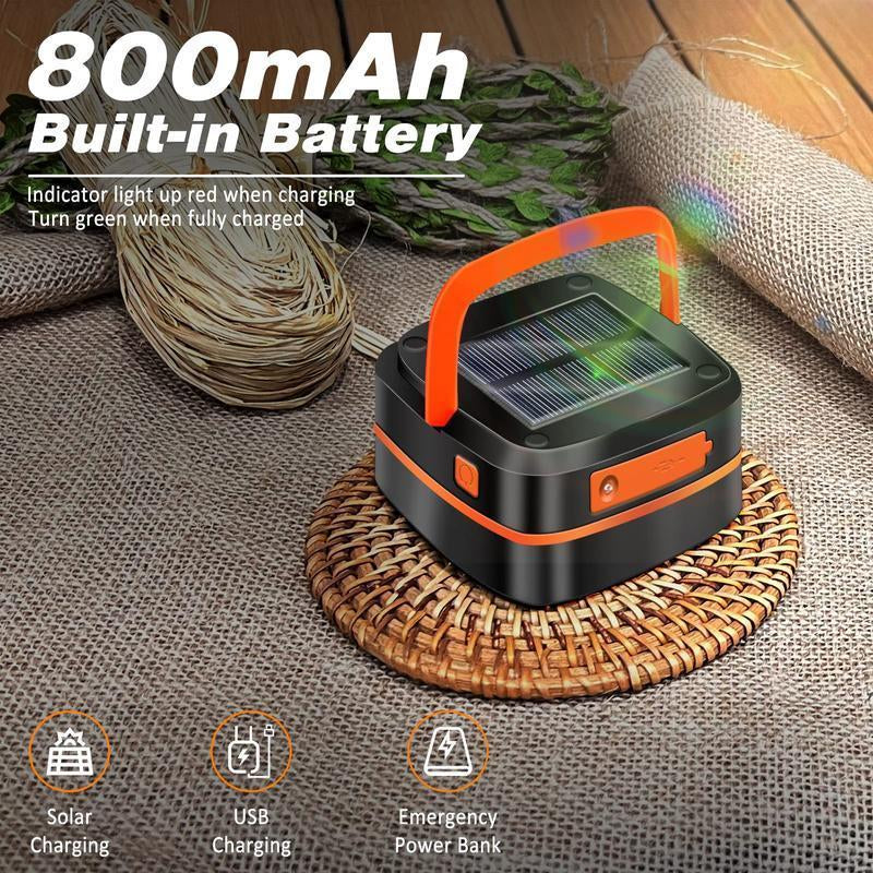 Foldable Solar & USB Charging Camping Lantern, Mini Collapsible Waterproof Hanging Light, Portable Light for Indoor Outdoor Camping Use