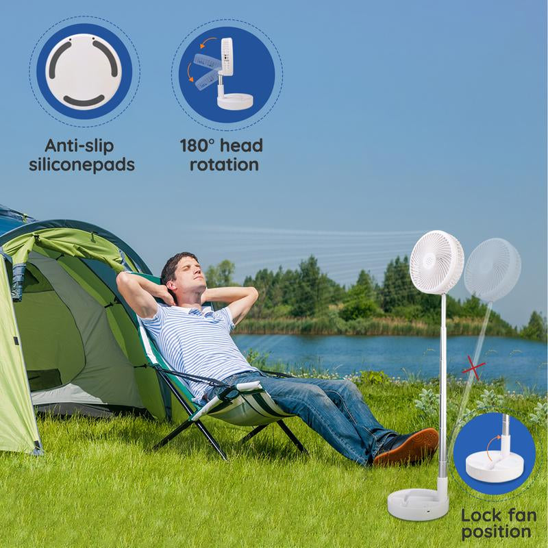 Primevolve Battery Operated Fan, Portable Rechargeable USB Floor Table Desk Fan with Adjustable Height, 4 Speed Settings, White 7.7"