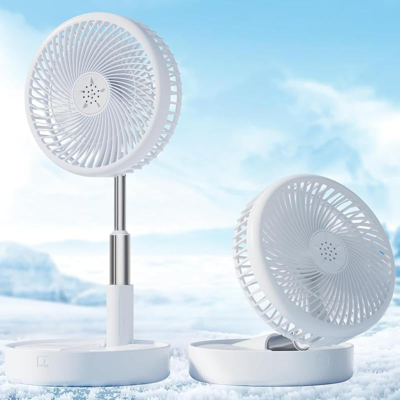 Primevolve Battery Operated Fan, Portable Rechargeable USB Floor Table Desk Fan with Adjustable Height, 4 Speed Settings, White 7.7"