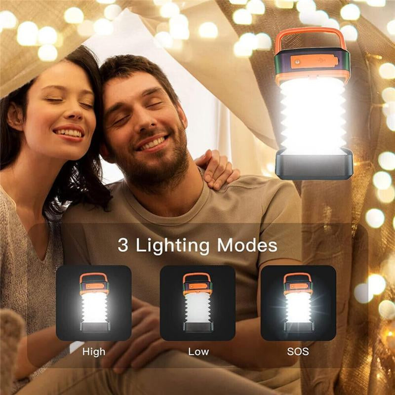 Foldable Solar & USB Charging Camping Lantern, Mini Collapsible Waterproof Hanging Light, Portable Light for Indoor Outdoor Camping Use