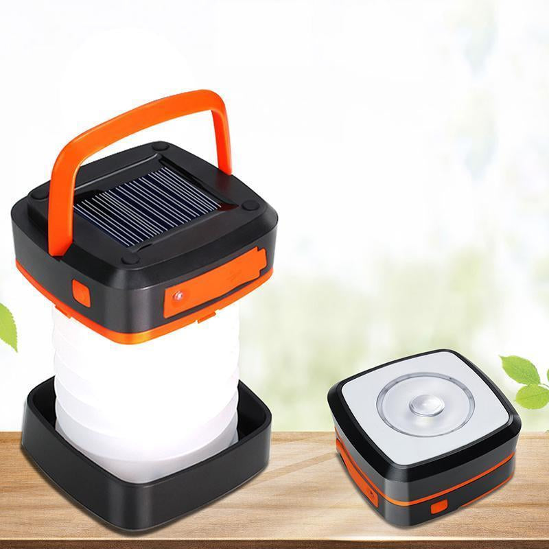 Foldable Solar & USB Charging Camping Lantern, Mini Collapsible Waterproof Hanging Light, Portable Light for Indoor Outdoor Camping Use