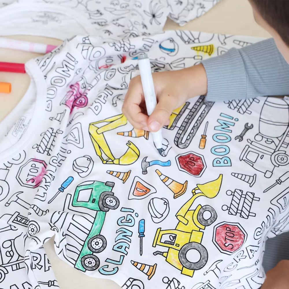 DIY Pajamas Kids Sketch Colorful Pajama Set Kids Art Color Your Own Pajama Handicraft Toys DIY Kid Crafts for Kids Boys Girls