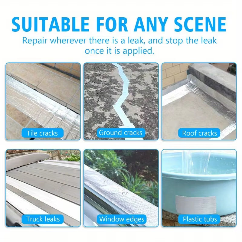 1Roll Super Waterproof Self-Adhsive Tape,Butyl Rubber Aluminium Foil Adhesive Repair,For Roof and Duct Seal and Fastening