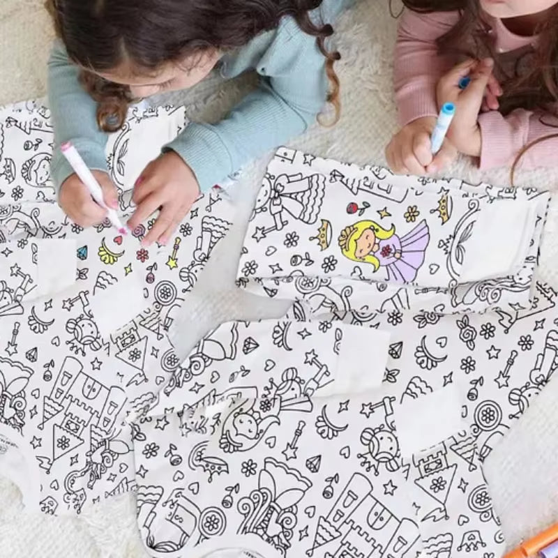 DIY Pajamas Kids Sketch Colorful Pajama Set Kids Art Color Your Own Pajama Handicraft Toys DIY Kid Crafts for Kids Boys Girls