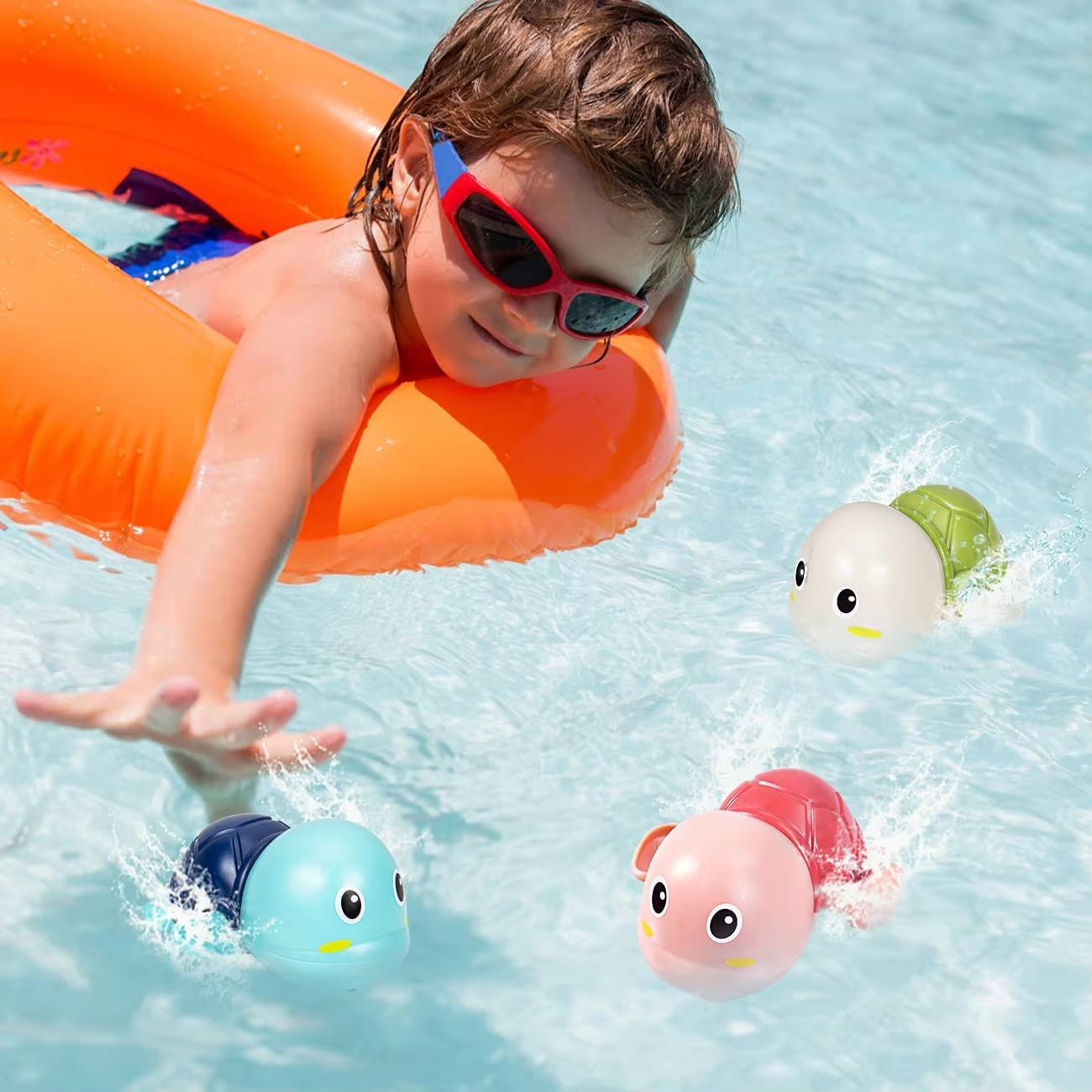 3PCS Baby Bath Toys Toddlers Bathing Cute Swimming Turtles Clockwork Play Water Baby Wind-Up Toys for Kids Preschool Pool Toys