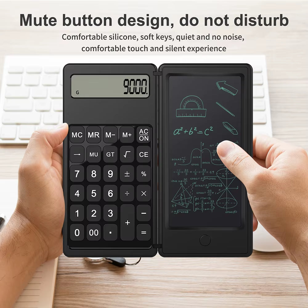 Portable 12 Digit Display 6 Inch Scientific Calculator with Writing Tablet with Stylus Pen Erase Button for Office Students Kids