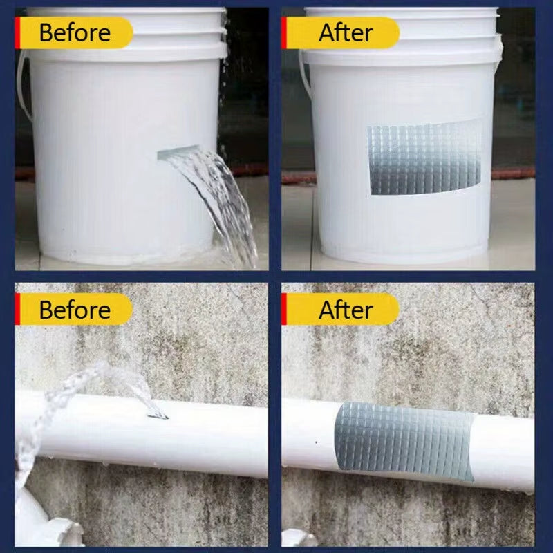 1Roll Super Waterproof Self-Adhsive Tape,Butyl Rubber Aluminium Foil Adhesive Repair,For Roof and Duct Seal and Fastening