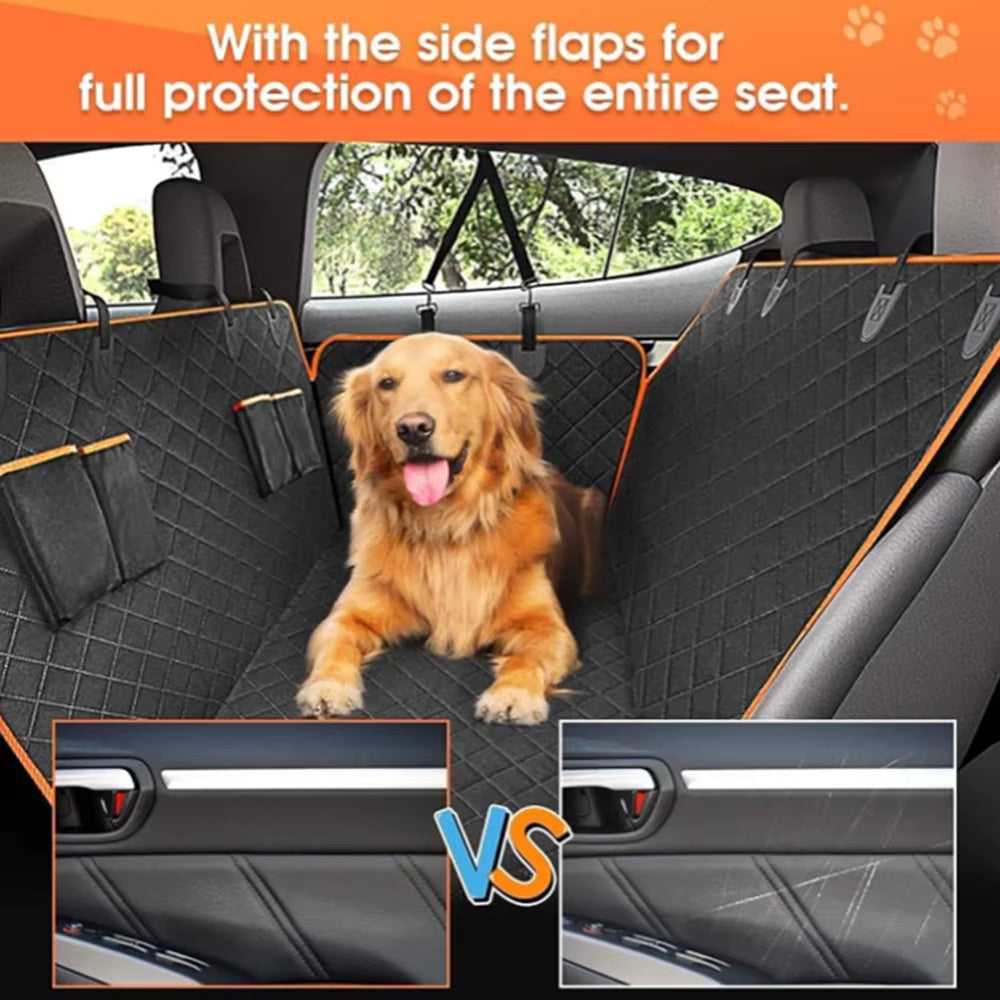 1PC Dog Car Seat Cover Suitable for Rear Seats, Waterproof Seat Protector, Scratch Resistant Pet Car Pad, Black Orange