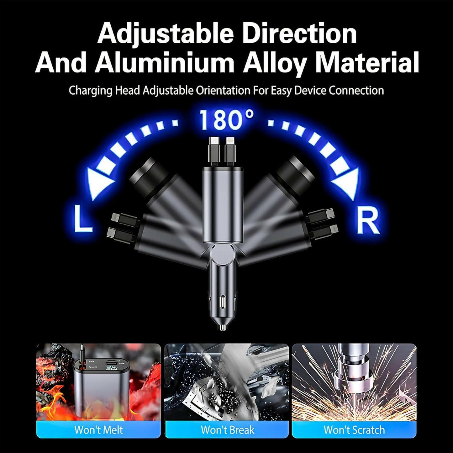 4-in-1 Retractable Car Charger - Crazy Productz