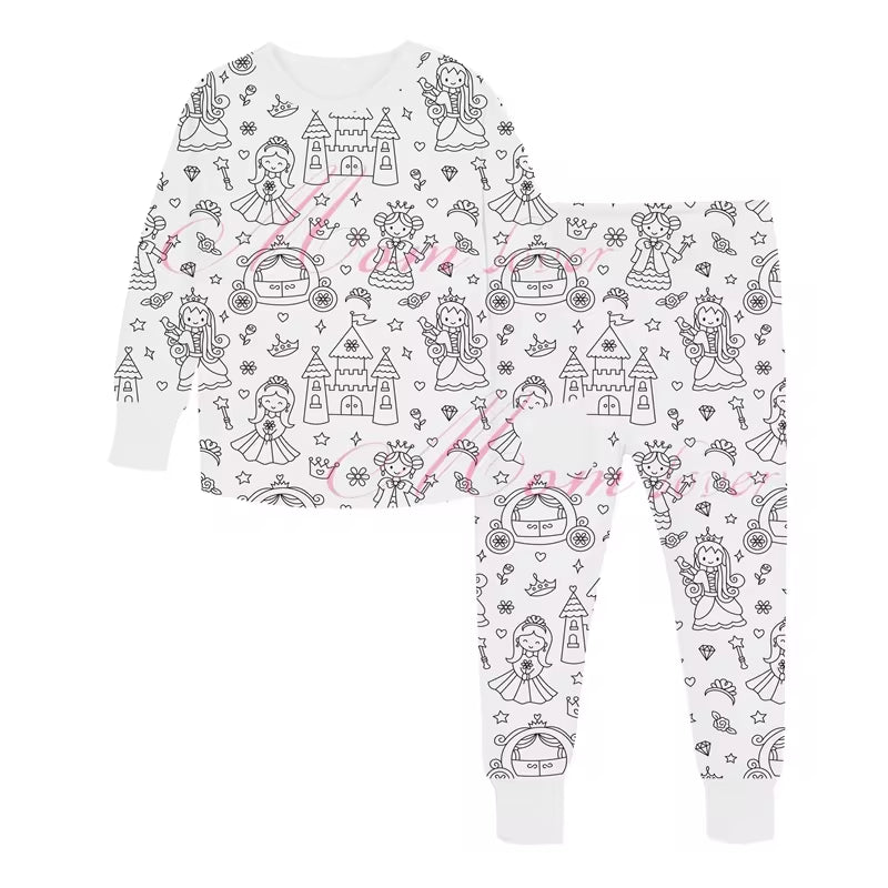 DIY Pajamas Kids Sketch Colorful Pajama Set Kids Art Color Your Own Pajama Handicraft Toys DIY Kid Crafts for Kids Boys Girls
