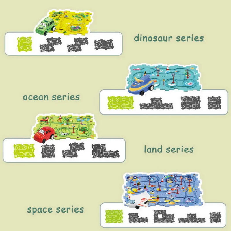 Children's Educational Puzzle Track Car Play Set