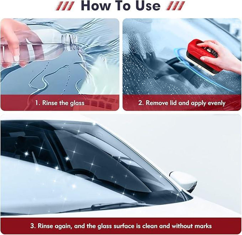 Automotive Oil Film Cleaning Brush, Car Glass Oil Film Cleaner, Anti-Rain Fog Car Glass Cleaner, Car Windshield Cleaner for Improved Clarity and Visibility
