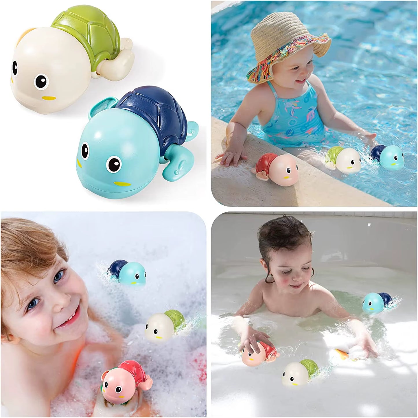 3PCS Baby Bath Toys Toddlers Bathing Cute Swimming Turtles Clockwork Play Water Baby Wind-Up Toys for Kids Preschool Pool Toys
