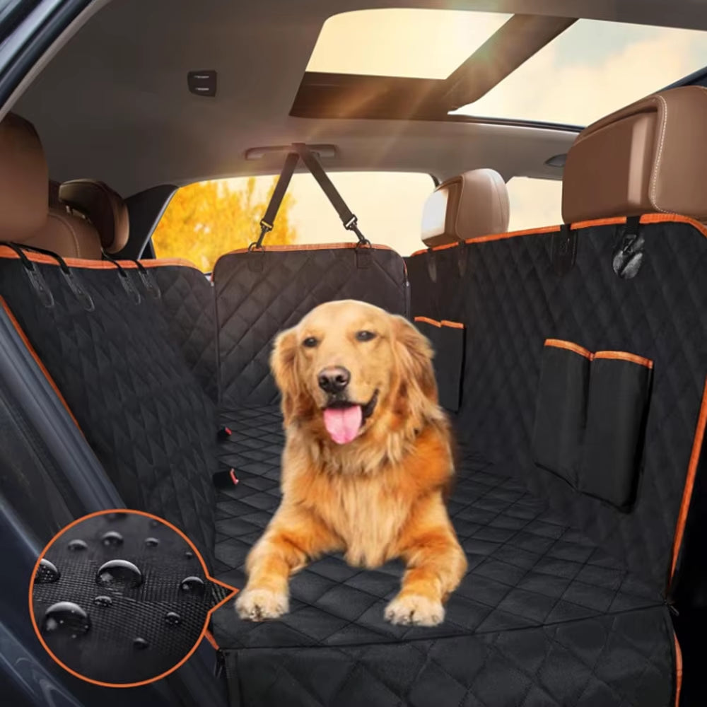 1PC Dog Car Seat Cover Suitable for Rear Seats, Waterproof Seat Protector, Scratch Resistant Pet Car Pad, Black Orange