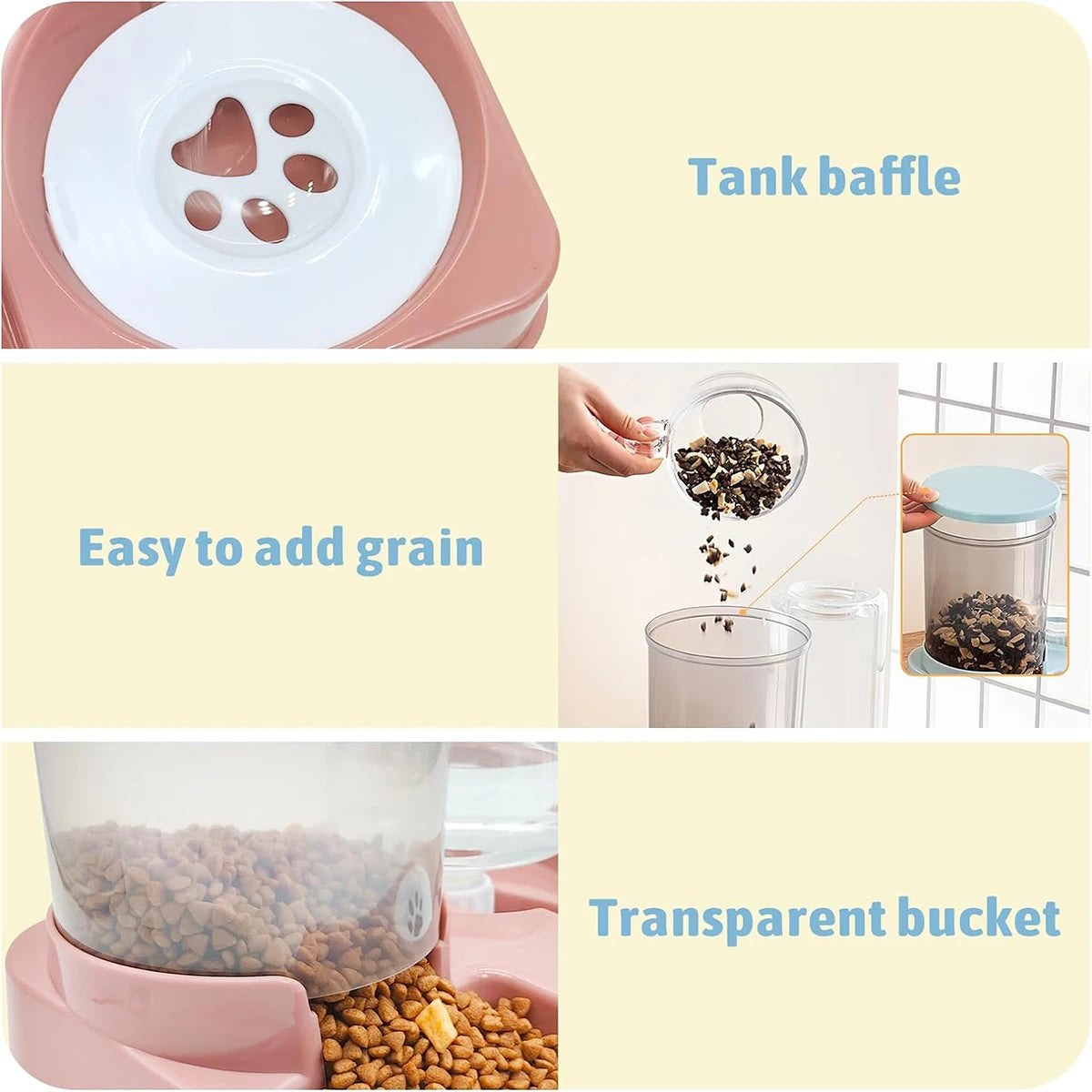 Distributeur automatique de nourriture pour animaux 2-en-1