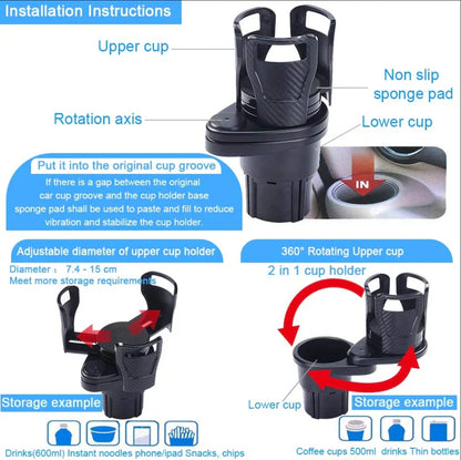 Multicup™ 2 in 1 Multifunctional Car Cup Holder