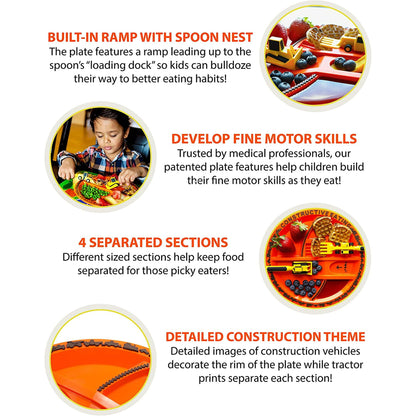 Kids' Construction Plate and Utensil Set