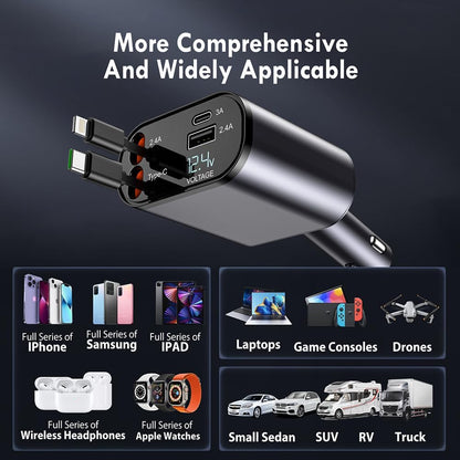 4-in-1 Retractable Car Charger