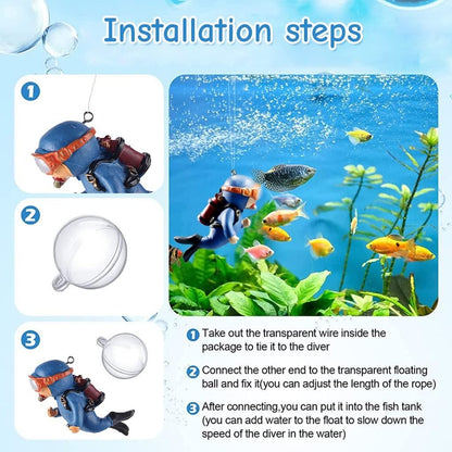 Floating Aquarium Divers Cartoon - 5 Pieces