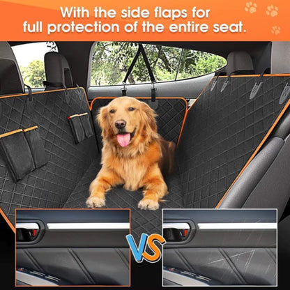 1PC Dog Car Seat Cover Suitable for Rear Seats, Waterproof Seat Protector, Scratch Resistant Pet Car Pad, Black Orange