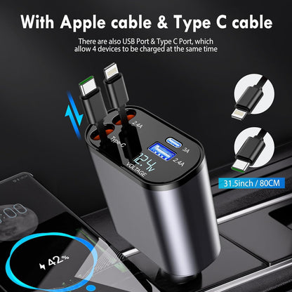 4-in-1 Retractable Car Charger