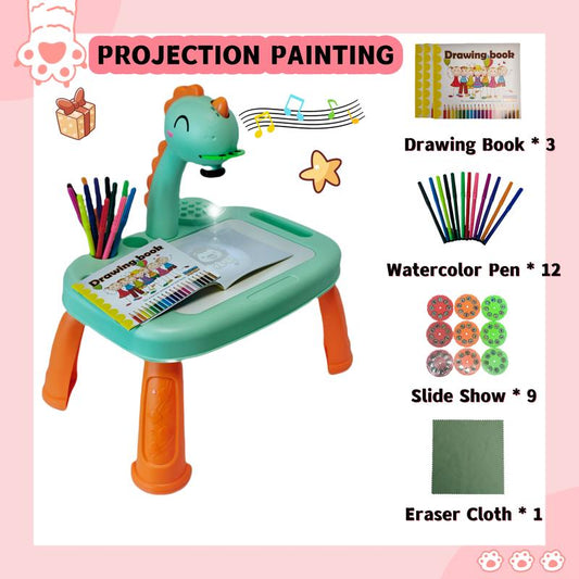 Kids' Projection Drawing Board, 72 Patterns & Music, Dinasour Drawing Projector, Limited Edition Color, Ideal for Children over 3 Years Old