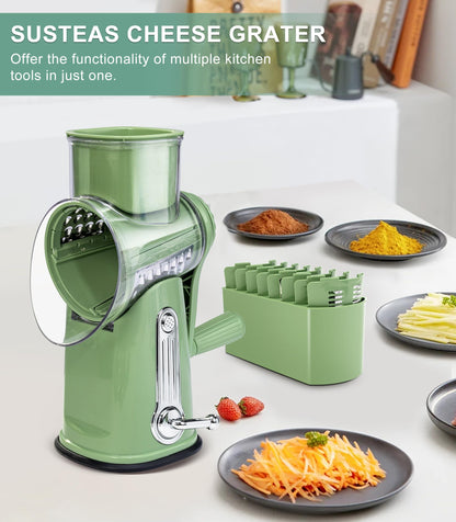 5-in-1 Vegetable Cutter and Rotary Cheese Grater with 5 Well-designed Blades