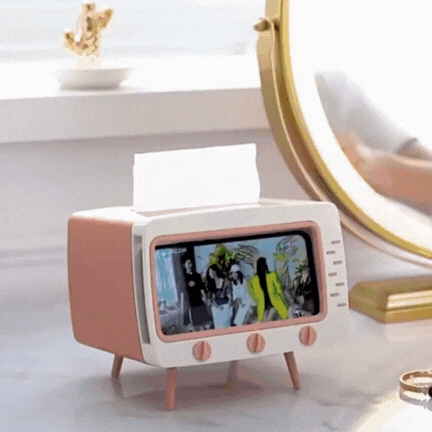 TV Tissue Box with Phone Holder