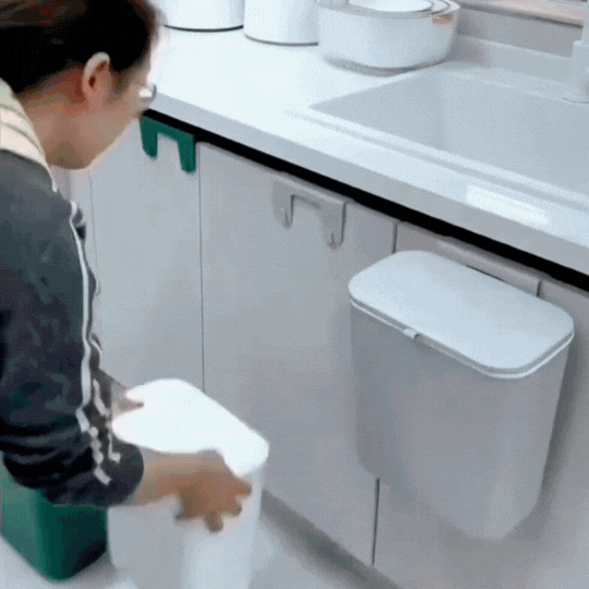 Cubo de basura colgante para cocina con tapa