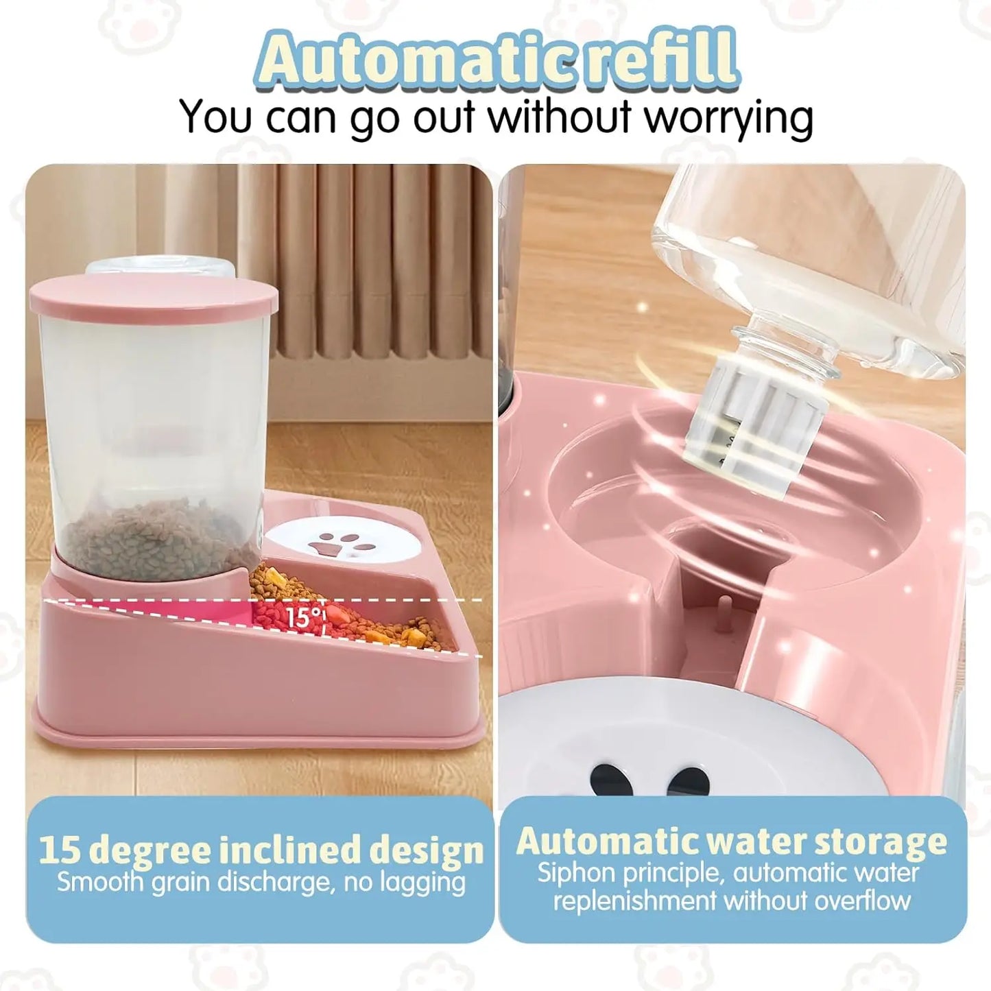 Distributeur automatique de nourriture pour animaux 2-en-1