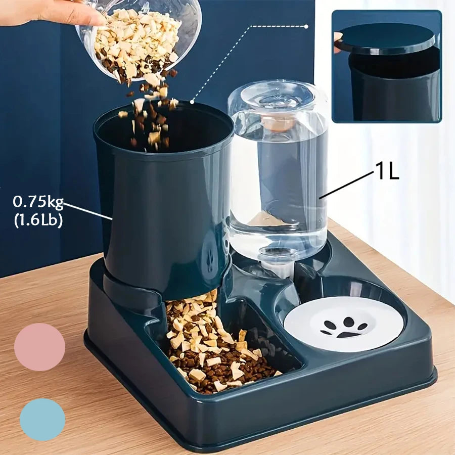 Distributeur automatique de nourriture pour animaux 2-en-1