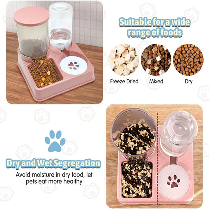 Distributeur automatique de nourriture pour animaux 2-en-1