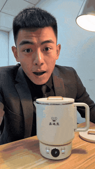 Cooking noodles and eggs inside the mini cooker